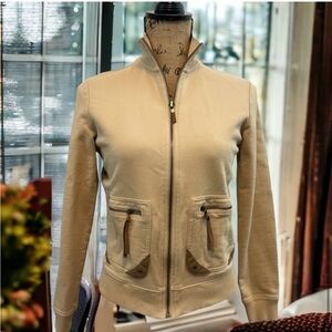 Ralph Lauren Tan Zip Front Cardigan Sweater Petite Small - N1005